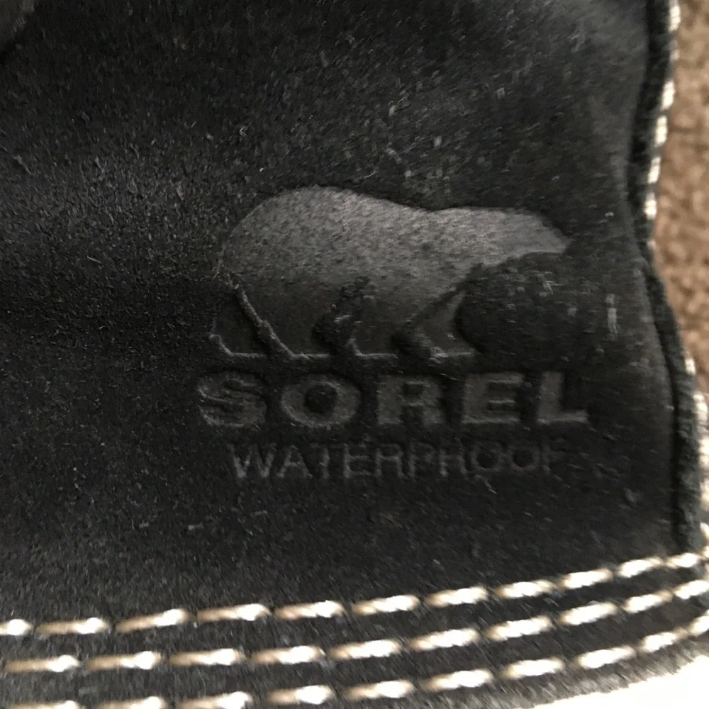 Sorel Black and White Winter Lace-Up Rain Boots
